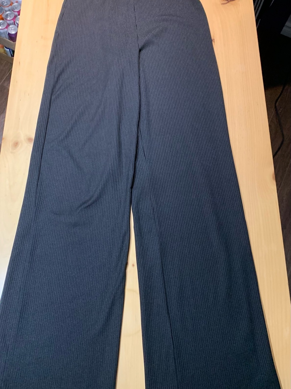 Forever 21 Black Ribbed Knit Wide Leg Pants